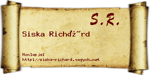 Siska Richárd névjegykártya
